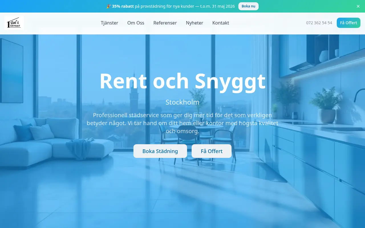 Startsidan på rentochsnyggtistockholm.se