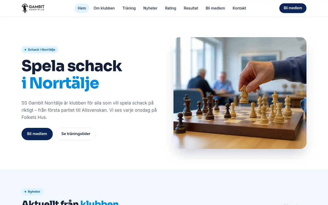 Startsidan på ssgambit.se